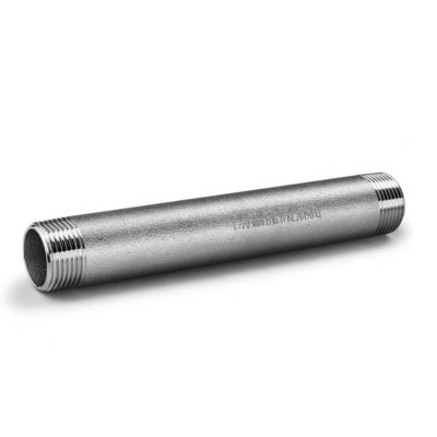 금속 304 316 316L 남자의 꿰매지 않는 파이프 듀얼 스레드 배럴  Nipple 1" DN25 NPT BSPT