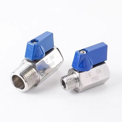 동일 미니 볼 밸브 1/8 "WZ 스테인리스 스틸 304 316 FF 1000PSI/PN63 나사 설명서