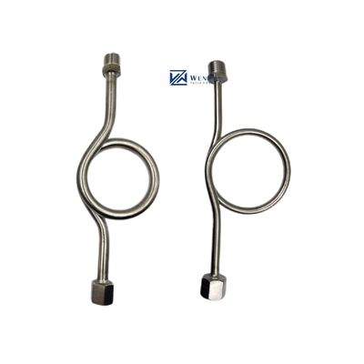SS304 316 316L 둥근 반지 6000 PSI 1/2 NPT BSPT 회전 압력 측정기 스누버 사이폰 튜브