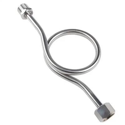 SS304 316 316L 둥근 반지 6000 PSI 1/2 NPT BSPT 회전 압력 측정기 스누버 사이폰 튜브